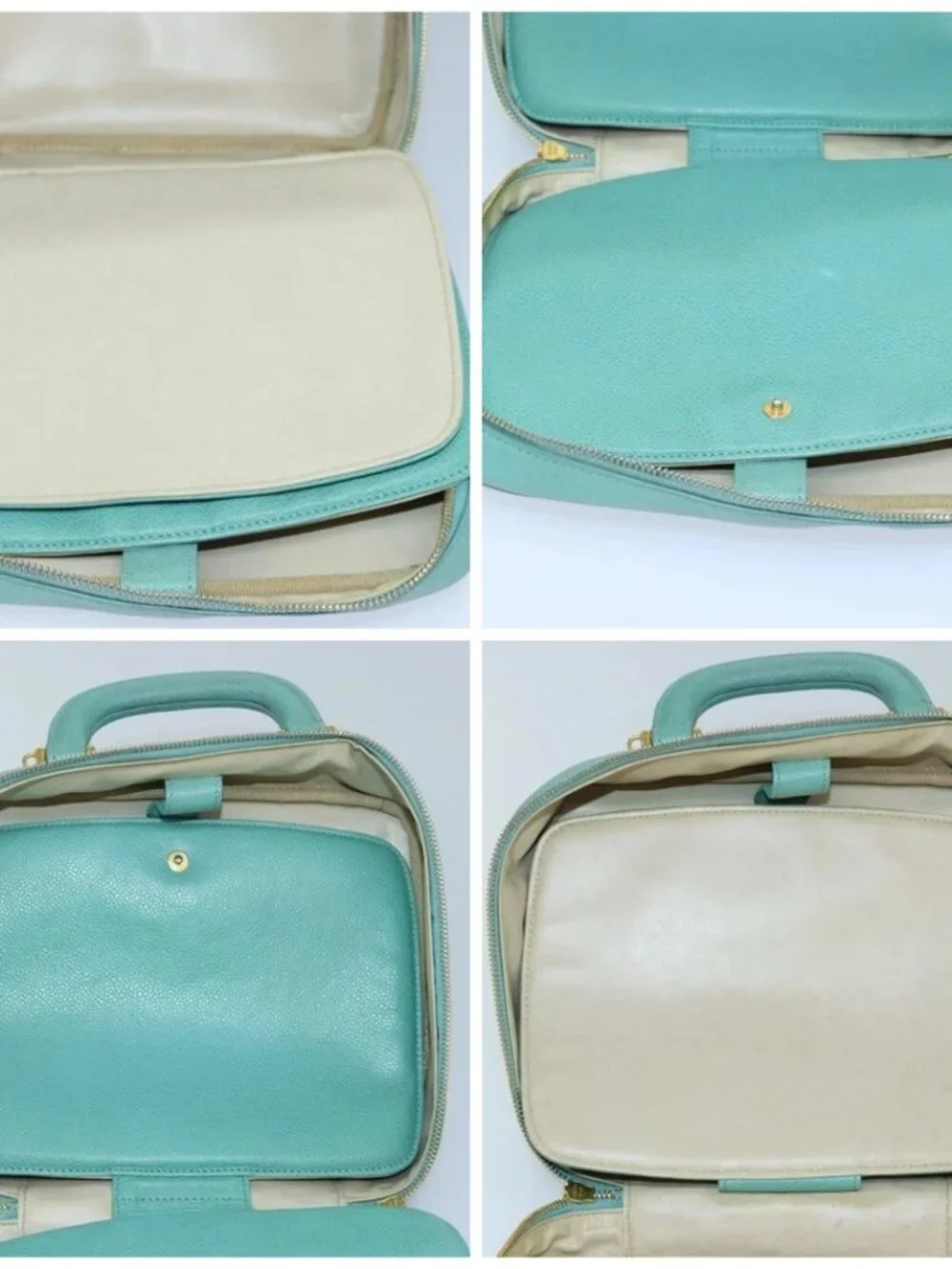 CHANEL Vanity COCO Mark Hand Bag Calf Skin Emerald Green CC Auth yk13974AV